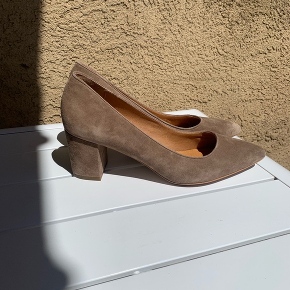 Corso Como Tan Suede Heels - Picture 1 of 14